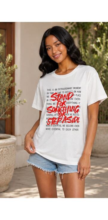Kenneth Cole Tops - Kenneth Cole VoiceWear White Stand For Something Graphic Tee Medium NWT Cotton